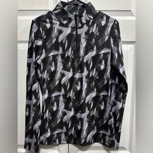 BCG Black and Gray Patterned Athletic Running Half Zip Jacket